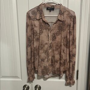 Alice Blue Sheer Blouse with Pink Accents